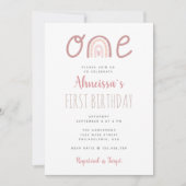 Invitation Pastel Pink Rainbow Cloud Premier anniversaire (Devant)