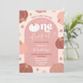 Invitation Pastel Pink Retro Citrouille Premier anniversaire (Debout devant)