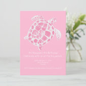 Invitation Pastel Pink Sea Turtle Anniversaire Fête Invitatio (Debout devant)