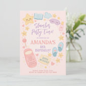 Invitation Pastel Pink Sleepover thème d'anniversaire (Debout devant)