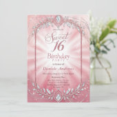 Invitation Pastel Pink Sparkly Diamond Sweet sixteen (Debout devant)