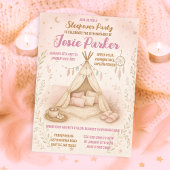 Invitation Pastel Pink Teepee Slepover fête d'anniversaire
