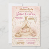 Invitation Pastel Pink Teepee Slepover fête d'anniversaire (Devant)