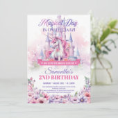 Invitation Pastel Pink Unicorn et Fairy Castle 2e anniversair (Debout devant)