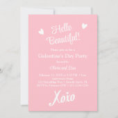 Invitation Pastel Pink XOXO Fête de la Saint-Galentin (Devant)