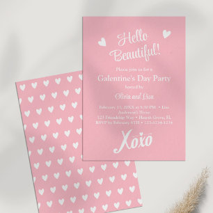 Invitation Pastel Pink XOXO Fête de la Saint-Galentin