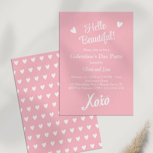 Invitation Pastel Pink XOXO Fête de la Saint-Galentin