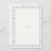 Invitation Pastel Plaid Teddy Bear Gender Reveal Baby Shower (Dos)