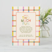 Invitation Pastel Plaid "Two Many Fun" 2e anniversaire (Debout devant)
