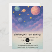 Invitation Pastel Planets in the Night Sky Birthday  (Devant / Derrière)
