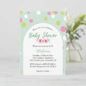 Invitation Pastel polka dots baby shower (Debout devant)