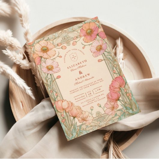 Invitation Pastel Poppy Garden Wedding