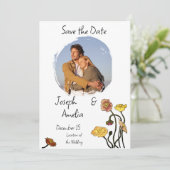Invitation Pastel Poppy Watercolor Wedding Enregistrer la dat (Debout devant)