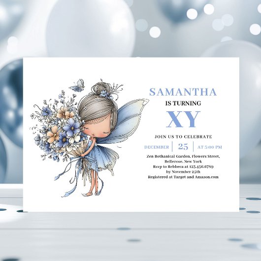 Invitation pastel pour les 4 ans de la Fée Bleue M