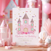 Invitation Pastel Princess Castle Butterfly Flower Birthday