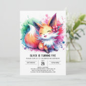 Invitation Pastel Printable Renard Anniversaire (Debout devant)