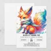 Invitation Pastel Printable Renard Anniversaire (Devant / Derrière)