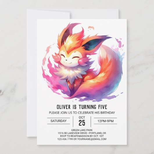 Invitation Pastel Printable Renard Anniversaire (Devant)
