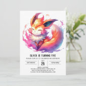 Invitation Pastel Printable Renard Anniversaire (Debout devant)
