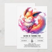 Invitation Pastel Printable Renard Anniversaire (Devant / Derrière)