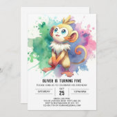 Invitation Pastel Printable Singe Anniversaire (Devant / Derrière)