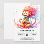 Invitation Pastel Printable Singe Anniversaire (Devant / Derrière)