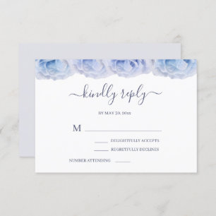Invitation Pastel Purple Blue Roses mariage élégant RSVP