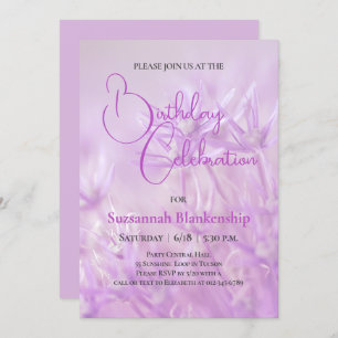 Invitation Pastel Purple Floral Arrière - plan fête d'anniver