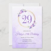 Invitation Pastel Purple Floral Golden Wreath 29e anniversair (Devant)