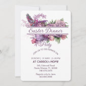 Invitation Pastel Purple Lilac Flora Rose Dîner de Pâques (Devant)