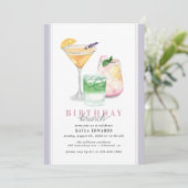 Invitation Pastel Purple Lilac Lemon Cocktail Anniversaire Br (Debout devant)