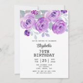 Invitation Pastel Purple Rose Floral Greenery 70e anniversair (Devant)