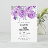 Invitation Pastel Purple Rose Floral Greenery 70e anniversair (Debout devant)