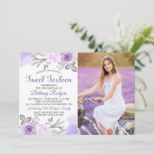 Invitation Pastel Purple Rose Garden Sweet 16 Anniversaire Ph (Debout devant)
