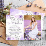 Invitation Pastel Purple Rose Garden Sweet 16 Anniversaire Ph<br><div class="desc">Pastel Purple Rose Garden Sweet 16 Anniversaire Photo Invitation</div>