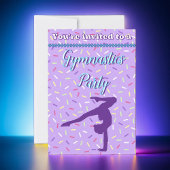 Invitation Pastel Purple Sprinkings Gymnastique Anniversaire