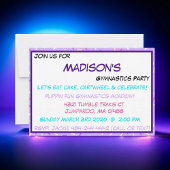 Invitation Pastel Purple Sprinkings Gymnastique Anniversaire