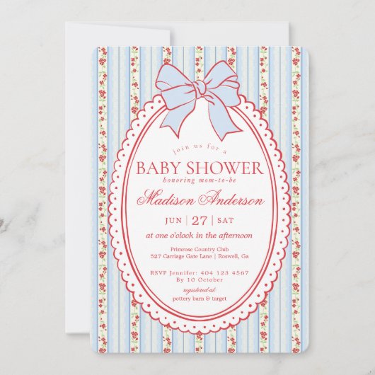 Invitation Pastel Purple Vintage Fancy Floral Baby Shower (Devant)