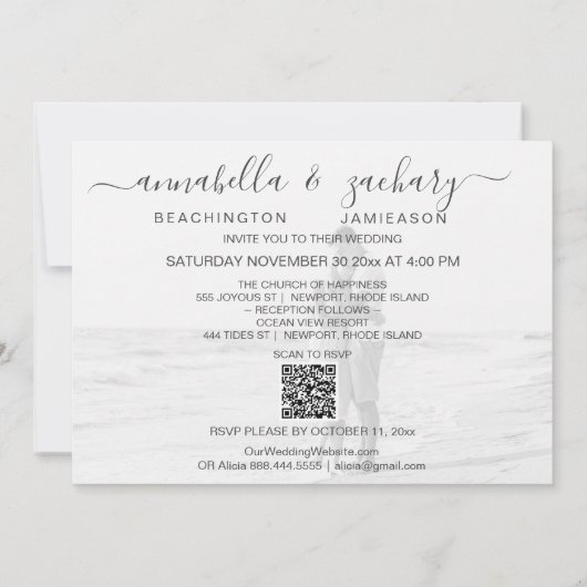 Invitation *~* Pastel QR AR26 Fleurs PHOTO MARIAGE RSVP  (Dos)