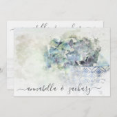 Invitation *~* Pastel QR AR26 Fleurs PHOTO MARIAGE RSVP  (Devant / Derrière)