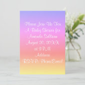 Invitation Pastel Rainbow Baby shower rose bleu pourpre 4Aman (Debout devant)
