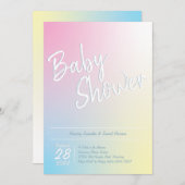 Invitation Pastel Rainbow Baby shower Simple Moderne (Devant / Derrière)