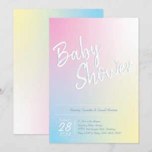 Invitation Pastel Rainbow Baby shower Simple Moderne