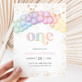Invitation Pastel Rainbow Balloon Arch 1er anniversaire