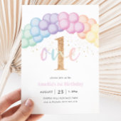 Invitation Pastel Rainbow Balloon Arch 1er anniversaire