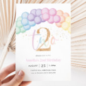 Invitation Pastel Rainbow Balloon Arch 2e fête d'anniversaire