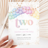 Invitation Pastel Rainbow Balloon Arch 2e fête d'anniversaire