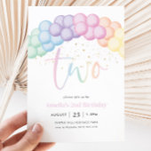 Invitation Pastel Rainbow Balloon Arch 2e fête d'anniversaire