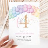 Invitation Pastel Rainbow Balloon Arch 4e fête d'anniversaire