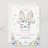 Invitation Pastel Rainbow Bunny Oars Fleur Couronne Anniversa (Devant)
